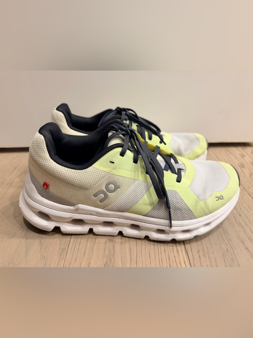 On Cloudrunners Running Shoes Neon Yellow White Gray Athletic Sneakers